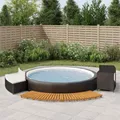 Whirlpool-Umrandung Schwarz Poly-Rattan und Massivholz Akazie