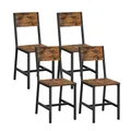 VASAGLE Esszimmerstühle, Küchenstühle, 4er Set, Metallrahmen, für Esszimmer, Wohnzimmer, Küche, vintagebraun-tintenschwarz LDC093K02