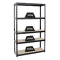 PROREGAL Schwerlastregal Giant Tiger HxBxT 200x120x40 cm Fachlast 265kg, 5-Ebenen, Gesamtlast 1325 kg, Schwarz, Kellerregal, Steckregal, Garagenregal, Lagerregal