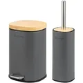 eluno Badezimmer-Set, Grau, Metall, 18.5x27.5x23 cm, Badaccessoires