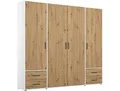 Drehtürenschrank RAUCH Kleiderschrank Schrank Garderobe Wäscheschrank VOYAGER , weiß (alpinweiß, eiche artisan, griffe graumetallic), B:187cm H:194cm T:53cm, Holzwerkstoff, Schränke, Drehtürenschrank, mit 2 modernen Griffvarianten, mit Außenschubladen MADE IN GERMANY