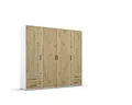 Rauch Möbel Voyager, Kleiderschrank für Schlafzimmer, Kinderzimmer, Babyzimmer, Jugendzimmer, Flur, 4-türig, 4 Schubladen, mit Zubehör Basic, Farbe Eiche Artisan, Holz/Weiß, Breite 187cm