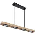 Pendelleuchte Holz Rustikal LED Hängeleuchte Esstisch Holzleuchte 6 flammig, Backlicht, schwarz dunkelbraun, 5W 390Lm warmweiß, LxBxH 75x8x120 cm