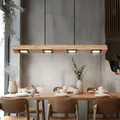 GLOBO LIGHTING LED Pendelleuchte, LED-Leuchtmittel fest verbaut, Warmweiß, Pendelleuchte Holz Rustikal LED Hängeleuchte Esstisch Holzleuchte