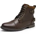 Bruno Marc Herren Motorrad Stiefel Motorradschuhe Herren Schnürstiefel Boots Kunstlederstiefel Chukka Boots Zipper Closure Biker Boots Herren,Size... - Braun - 47