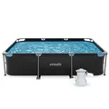 VirtuFit Rechteckpool 300 x 210 cm - inkl. Filterpumpe & Kartusche - Schnell aufgebaut - Stabil - Gartenpool - Familienpool