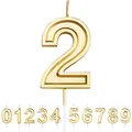 URAQT Geburtstag Zahl Kerzen 2, Gold Glitzer Geburtstagskerzen, Dekorative Geburtstagstorte, Hochzeitsparty, Abschlussfeier