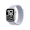 Apple Watch Series 10 (GPS 46 mm) Smartwatch mit Aluminiumgehäuse in Silber und Sport Loop in Blaue Wolke (One Size). Fitnesstracker, EKG App, Always-On Retina Display, CO₂ neutral