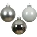 16 Weihnachtskugeln Glas 8cm matt & glänzend Christbaumkugeln Weihnachtsbaumkugeln Groß Christbaumschmuck Weihnachtsbaumschmuck Deko mix silber weiß