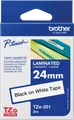 P-TOUCH TZE251 - laminiertes Schriftband, schwarz auf weiß, 24mm