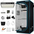 Growbox Komplettset - Indoor Gewächshaus mit 150W LED Vollspektrum Dimmbar, Carbon-Filter, Ventilator, Anzuchtzelt, Zuchtzelt - 60x60x180