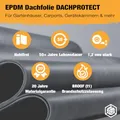 HSS EPDM Dachfolie DACHPROTECT 1,2 mm – Wasserdicht & UV-beständig – Nahtlose Dachbahn mit Brandschutzzulassung – Für Carport, Gartenhaus & Flachdach – 4,00 m x 4,00 m
