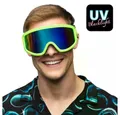 Boland Kostüm Party Ski-Brille Neon UV oder schwarz Spiegelglas Après Ski Party, Neonvarianten mit UV-Effekt für Schwarzlicht und Neon-Partys