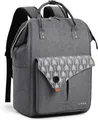 Lekesky Damen Rucksack mit Laptopfach und Diebstahlschutz Grau 15.6 Zoll