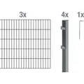 Alberts Doppelstabmatten Zaun, Höhe 120 cm, Länge 6 m, Zaun-Komplettset zum Einbetonieren, anthrazit - Dunkelgrau