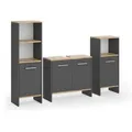 Vicco Badmöbel-Set Karli, anthrazit / goldkraft eiche,3-teilig, mit Waschbeckenunterschrank & 2 Badschränken