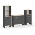 Vicco Badmöbel-Set, Anthrazit, Honigeiche, Holzwerkstoff, nicht einzeln stellbar, 131.4x108.2x26.3 cm, Badezimmer, Badmöbelsets & Badmöbelserien, Badmöbel-Sets