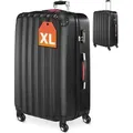 MONZANA® Koffer Handgepäck ABS HardCase Gehäuse gummierte Rollen Teleskopgriff Zahlenschloss Reisekoffer Hartschalenkoffer Trolley Schwarz XL - Schwarz