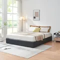 [en.casa] Polsterbett 180x200 cm NOLA mit Bettkasten Bettgestell und Lattenrost Bett mit Kunstlederbezug Doppelbett max. 500 kg Schwarz