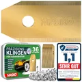 MASKO® Ersatzmesser Klingen für Mähroboter | Rasenmäher Messer universal inkl. innovativen Schrauben | Ersatzklingen Rasenroboter langlebig Titan-Beschichtung Kompatibel mit Gardena/Husqvarna 36 Stück