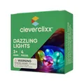 Cleverclixx Lichteffekt-Kugel-Set 4 Stück, Leuchtkugel für Kugelbahn Magnetspielzeug, Licht mit Bewegungssensor, langlebige Materialien, robuste Bauweise rot grün blau gelb, für Kinder ab 3 Jahren
