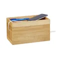 Relaxdays Kabelbox Bambus, mehrfach, kompakt, universell, praktisch, Kabelmanagement, H x B x T 14 x 25,5 x 14 cm, natur, braun