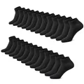 FALARY Sneaker Socken Herren Damen 12 Paar Kurze Halbsocken Baumwolle-Schwarz-39-42