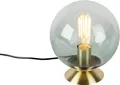 QAZQA - Art Deco Art Deco Tischlampe Messing mit grünem Glas - Pallon I Wohnzimmer I Schlafzimmer - Kugel I Kugelförmig - LED geeignet E27