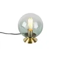 Qazqa Art Deco Tischleuchte mit Glas, Tischlampe - Pallon - Grün, max. 25W, Geeignet für LED, 23cm, Ideal als Schlafzimmerlampe und Wohnzimmerlampe