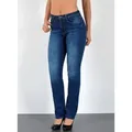 ESRA Straight-Jeans Premium Damen Straight Fit Jeans High Waist Hose bis Übergröße G5 Jeans Damen Straight Fit High Waist Damen Jeans Regular Stretch-Jeans blau 38