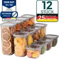 uandu Vorratsdosen mit Deckel Luftdicht Set, BPA frei, Aufbewahrungsbox, Küchenorganizer, Vorratsbehälter Mehl Aufbewahrung Küche - 12 Mix/Grau - Grau