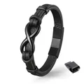 UNIQAL | Unendlichkeit Leder Armband "INFINITY" Herren | Edelstahl/Echtleder Schwarz und Braun + Geschenk Etui box (Schwarz, 19)