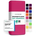 Jacobson Spannbettlaken aus 100% Baumwolle, Jersey Bettlaken 160 g/m2, Spannbetttuch mit Gummizug, pflegeleicht & viele Farben rosa 180 - 200 cm x 200 cm