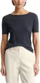 Marc O'Polo Damen T-Shirt aus Bio-Baumwolle mit U-Boot-Ausschnitt, Blau (Manic Midnight), XL