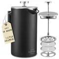 SILBERTHAL French Press Thermo 1 Liter - Kaffeebereiter Edelstahl - Doppelwandig isolierte Kaffeepresse für Outdoor - Kaffeekanne zum Verschenken