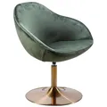 FineBuy Loungesessel SIRAN 70 x 79 x 70 cm Design Drehstuhl, Clubsessel Polsterstuhl mit Armlehne, Drehsessel Cocktailsessel Lounge, Barsessel Besucherstuhl, Sessel mit Stoffbezug Grün