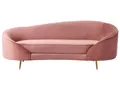 3er Sofa Samt rosa gebogen oval mit goldenen Metallbeinen Retro Glamourös Savar