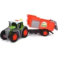 Dickie Toys Fendt Traktor mit Anhänger (26 cm) - Traktor Spielzeug ab 3 Jahren mit Freilauf, Licht, Sound, Kippfunktion & Heuballen - Lizenziertes Bauernhof-Fahrzeug - 203734001