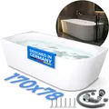 Badewanne Eckwanne Halb-Freistehende Badewanne 170x78 Links Rundeck Acryl Weiß