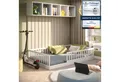 CADANI Kinderbett Timi Bodenbett bis 200 kg belastbar mit abnehmbarem Rausfallschutz (120x200 cm, Montessori Kinder- & Jugendbett aus Kiefer Massivholz), inkl. stabilem Roll-Lattenrost, Weiß