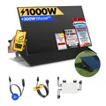 Balkonkraftwerk 1000W/800W Solaranlage mit Garten Halterung Steckerfertig WIFI Komplettset Photovoltaik Anlage 800W, Kabellänge: 5m