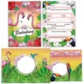 LIMONIA Einladungskarten Tropen zum Kindergeburtstag Einladungen mit Umschlägen Karten Flamingo, Einladungskarten mit Umschlägen zum Geburtstag Kolibri Blumen