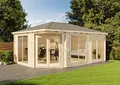 Alpholz 5-Eck Gartenhaus Julia-40 aus Massiv-Holz | Gerätehaus mit 40 mm Wandstärke | Garten Holzhaus inklusive Montagematerial | Geräteschuppen Größe: 588 x 400 cm