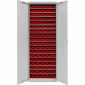 ADB Magazinschrank 40827, grau, 71 x 195 x 30cm, 17 Böden mit 108 Sichtlagerkästen, 108 Stück