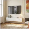 en.casa Hängeschrank »Evaton« mit 2 Klappen 160 x 32 x 30 cm Weiß, matt weiß 160 cm x 30 cm x 31.5 cm