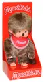 Sekiguchi 255010 - Original Monchhichi Junge, Plüschfigur mit rotem Latz und Zöp