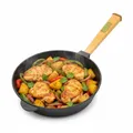 Ø24cm Gusseisenpfanne 6 cm hoch Holzgriff Gußeisenpfanne Pfanne aus Gusseisen