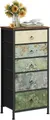 Woltu Hochkommode, mit 5 Schubladen, mit Vintage-Blumenmotiv, 45x95x30 cm