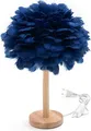 Art Deco Nachttischlampe mit blauen Federn CBDPH