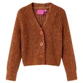 vidaXL Kinder Strickjacke Cardigan Pullover Langarm V-Ausschnitt Mädchen Cognac 128